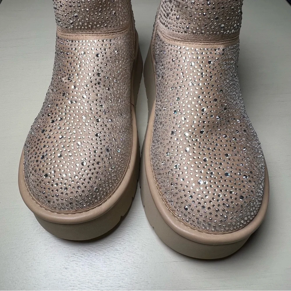 Wild Fable Boots Missy 8 Beige Glitter Ankle Platform Memory Foam NWOT